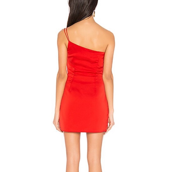 Superdown Rubi One Shoulder Satin Mini Dress Size M Red Revolve Party Dress - Picture 2 of 10